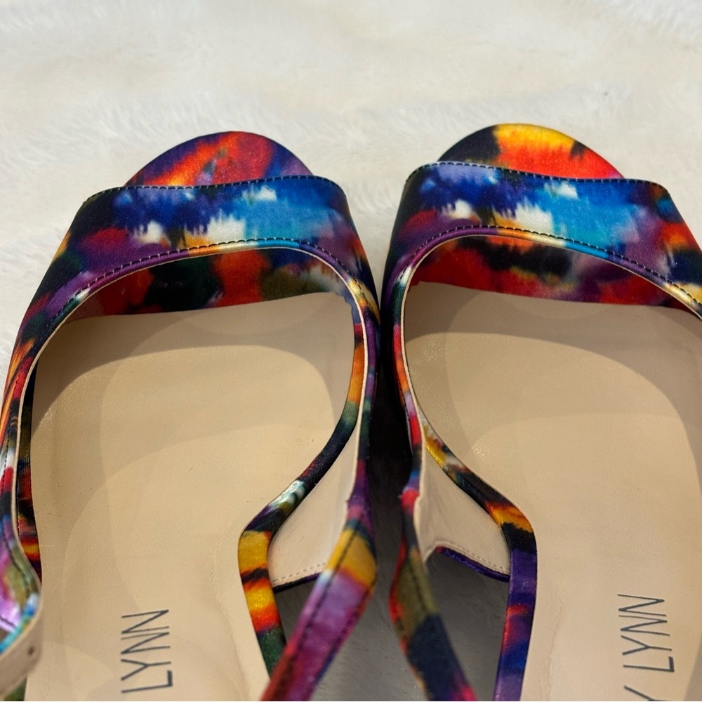 EUC Aubrey Lynn Heels Peep Toe Sling Back SZ 7 Colorful - Picture 5 of 9